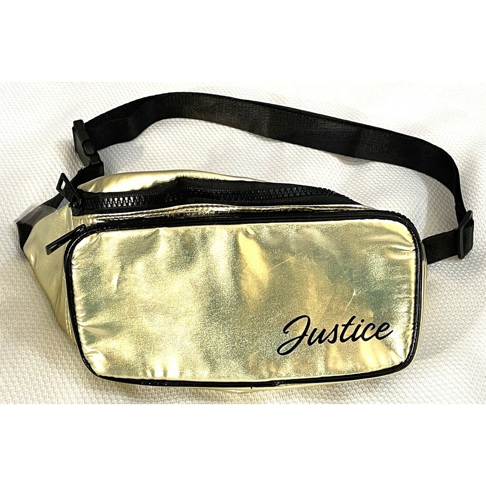 Adjustable strap purse on your hip perfect on the go Justice Girls Gold Metallic
